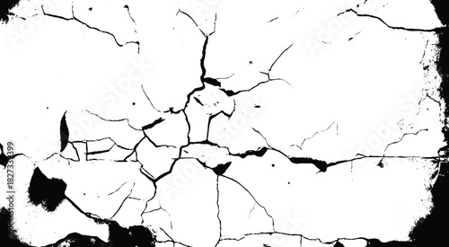 Cracks on the concrete wall. Broken and grated urban street wall construction