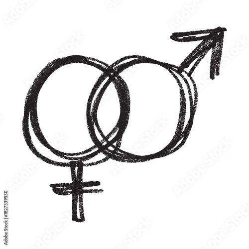 Hand drawn heterosexual gender identity sign Symbol used to represent sex and gender