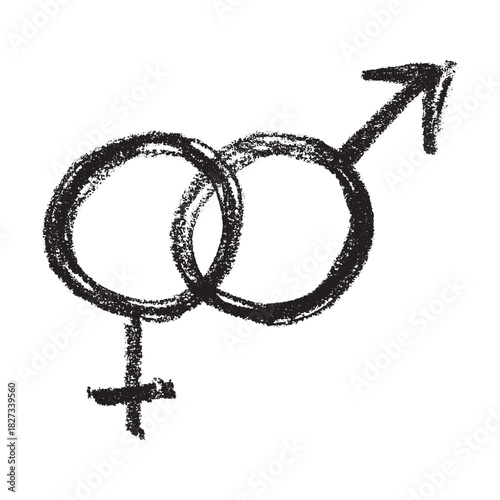 Hand drawn heterosexual gender identity sign Symbol used to represent sex and gender