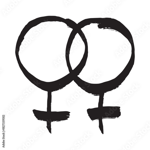 Hand drawn lesbian identity sign Symbol used to represent sex and gender