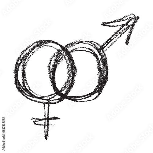 Hand drawn heterosexual gender identity sign Symbol used to represent sex and gender