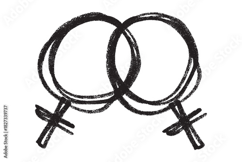 Hand drawn lesbian identity sign Symbol used to represent sex and gender