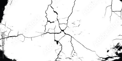 Cracks on the concrete wall. Cracks isolated on white background. Texture for overlay. Vector illustration.