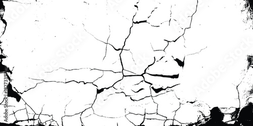 Cracks on the concrete wall. Cracks isolated on white background. Texture for overlay. Vector illustration.