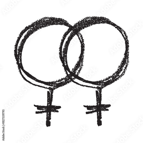 Hand drawn lesbian identity sign Symbol used to represent sex and gender