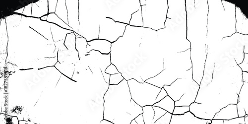 Black and white texture of cracks, stains and old surface. Grunge black and white vintage. Abstract texture for design. Black and white Grunge Texture with cracks. 
