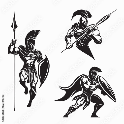 Gladiators and weapons illustration set image Vector Isolated on white Background