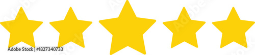 Yellow five-star rating icon with rounded corners and a bold center star. Perfect for reviews, feedback badges, quality scores, and UI/UX design elements for apps and websites.