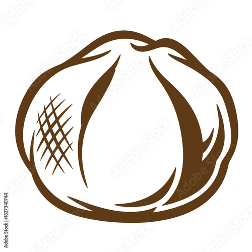 Simple brown color sketch of a chestnut depicting autumn harvest season concept in design