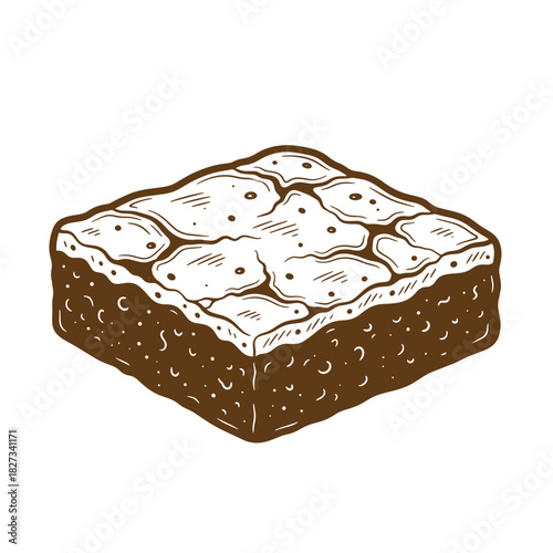 Vintage brown sugar baklava dessert piece isolated on a pure white background