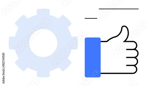 Efficiency concept. Gear and thumbs up icon streamlined processes and approval. Efficiency in workflows, business success, productivity, and system optimization. For technical, business