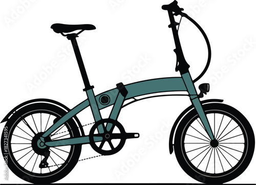 A simple, clean outline illustration of a folding electric bike. The design is isolated on a transparent background for versatile use.