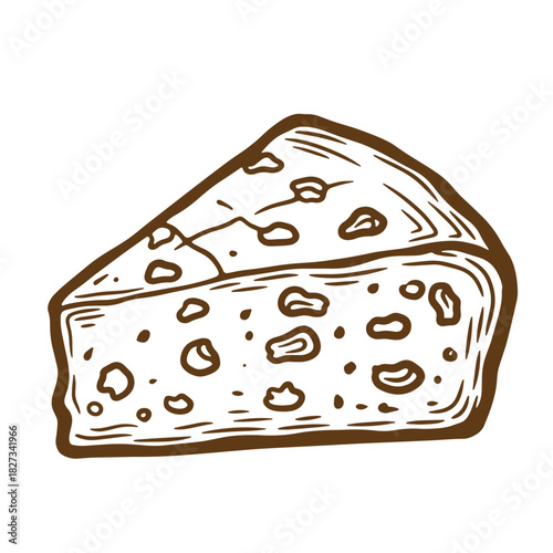 Vintage sketch of a delicious wedge of cheese perfect for culinary and food concepts