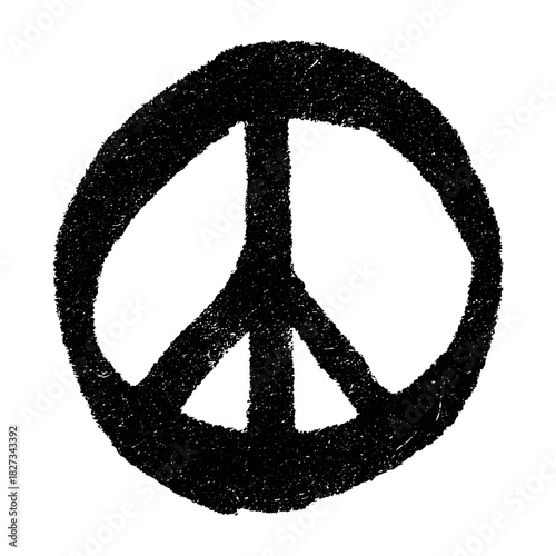 Hand drawn peace sign No war symbol Hippie clipart in doodle style Single element for print, web, design, decor
