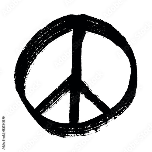 Hand drawn peace sign No war symbol Hippie clipart in doodle style Single element for print, web, design, decor