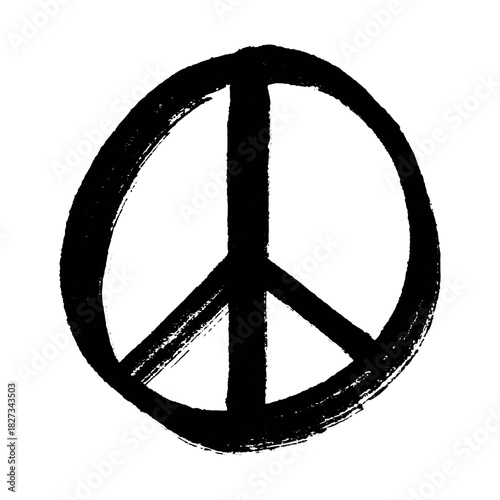 Hand drawn peace sign No war symbol Hippie clipart in doodle style Single element for print, web, design, decor