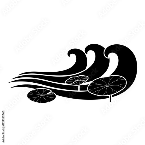 World Wetlands Water Waves Lotus leaves floating on rippling water graphic
