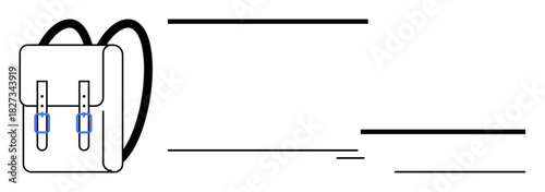 Clean-lined backpack featuring dual straps, blue buckles, and a practical design. Ideal for education, travel, organization, minimalism, functionality simplicity and lifestyle themes. A simple flat