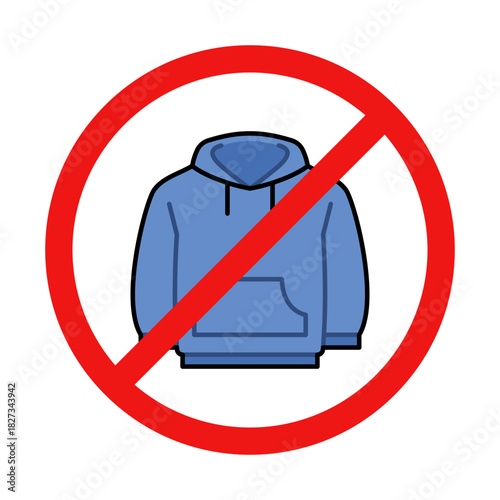 No Hoodie Sign on White Background