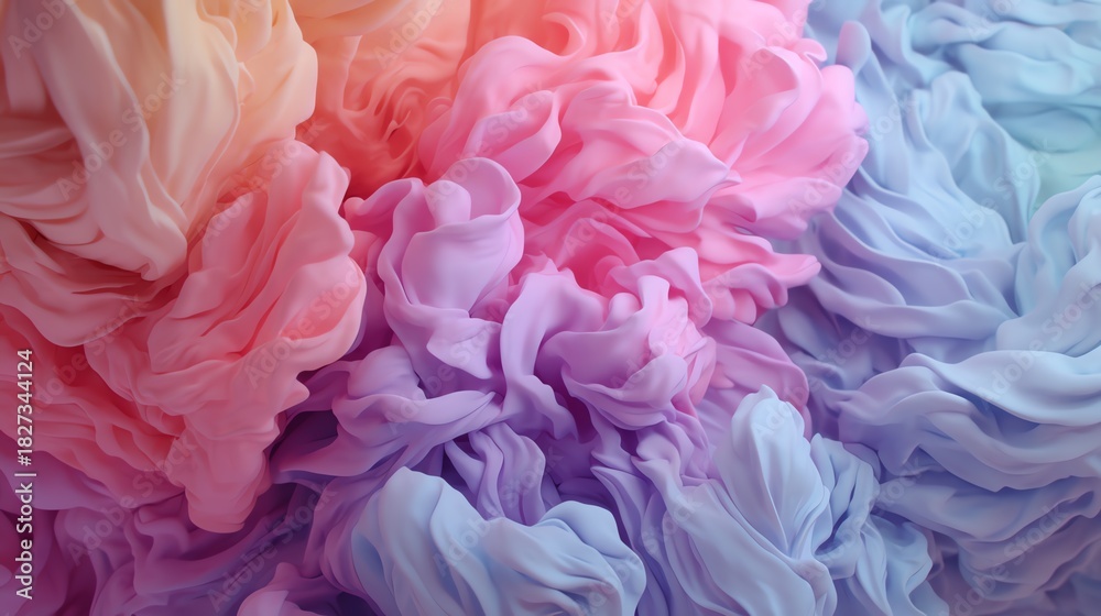 Obraz premium Soft pastel airflow shapes drifting, wellness, restorative breathing concept