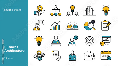Professional Business Architecture Icon Set Streamlined Designs for Modern Concepts and Digital Projects