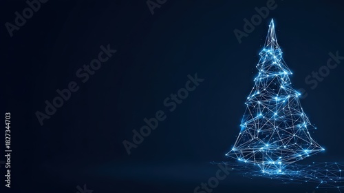 A stunning digital Christmas tree glows with intricate patterns, representing the magic of the holiday season. ..Created with Generative AI, not depicting real subjects.