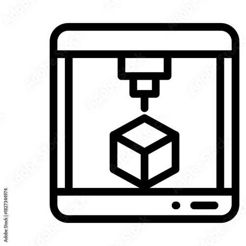 Object Print Line Icon of Additive Manufacturing Icon Set