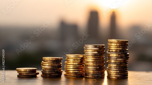 Golden Coin Stacks Representing Financial Growth and Investment Success.