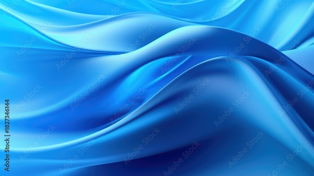 Obraz premium Abstract Blue Silk Fabric Waves Flowing Smoothly.