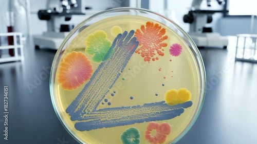 Wallpaper Mural Time-Lapse of Diverse Bacterial Colonies Growing in Petri Dish for Research and Diagnosis. Torontodigital.ca