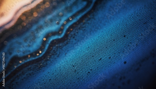 Close Up of Blue Digital Screen with Water Droplets Showing Technological and Futuristic Style