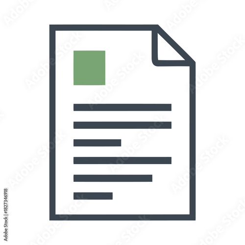 Official paper file icon with folded page and abstract text lines