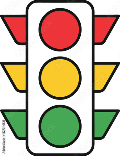 Isolated traffic light with red yellow and green on a white background design