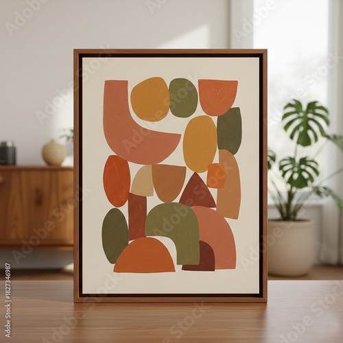 abstract earth tone organic shapes abstract modern geometrymid-century style