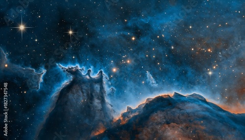 Colorful Deep Space Nebula with Bright Stars and Cosmic Clouds in Astronomy Image