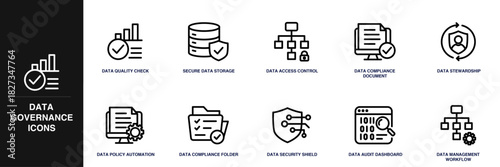 Data Governance Line Icon Set