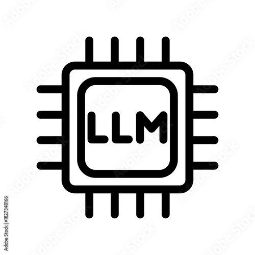 LLM Processor Chip Line Icon of Large Language Models Icon Set