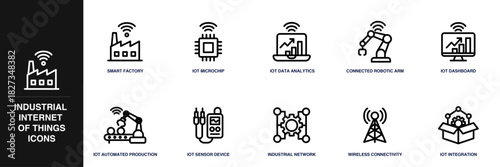 Industrial Internet of Things Line Icon Set