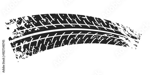 Auto tire tread grunge element. Car and motorcycle tire pattern, wheel tyre tread track. Black tyre print.