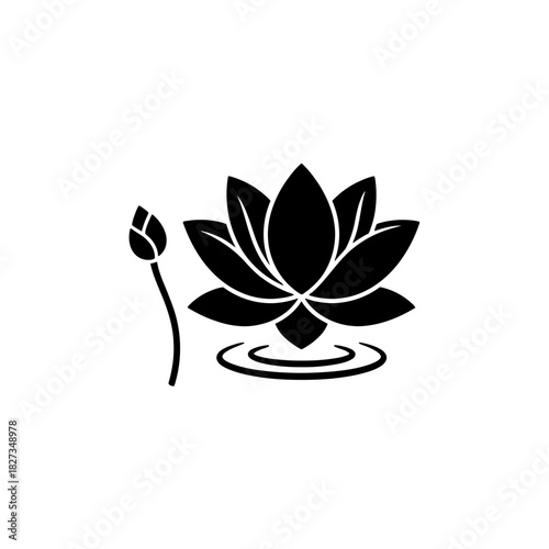 World Wetlands Lotus flower in bloom vector illustration