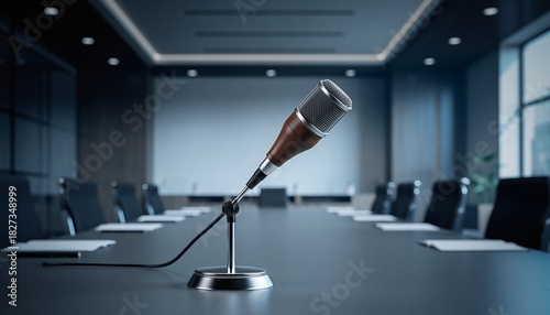 Conference Room Microphone Setup in Modern Business Meeting Space