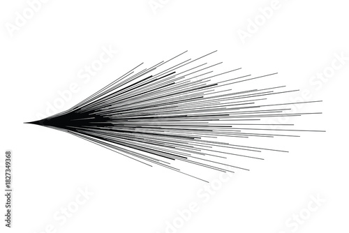 Explosion of lines. Abstract dynamic burst. Geometric stripe array. Radial outward motion.