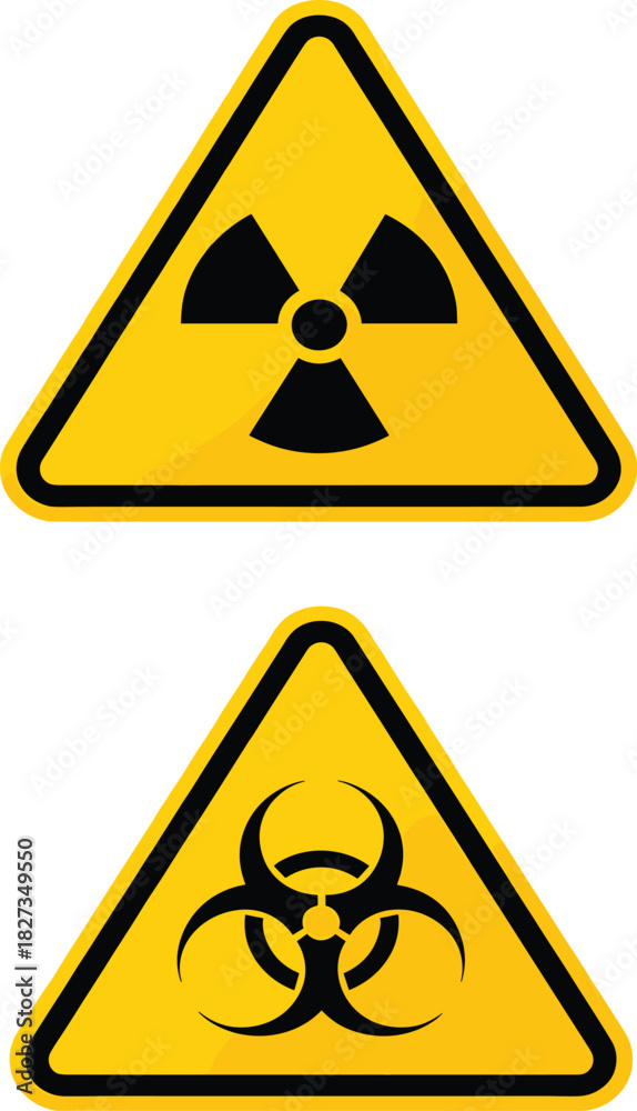 Fototapeta premium Radiation and biohazard warning sign vector set