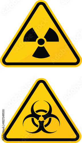 Radiation and biohazard warning sign vector set