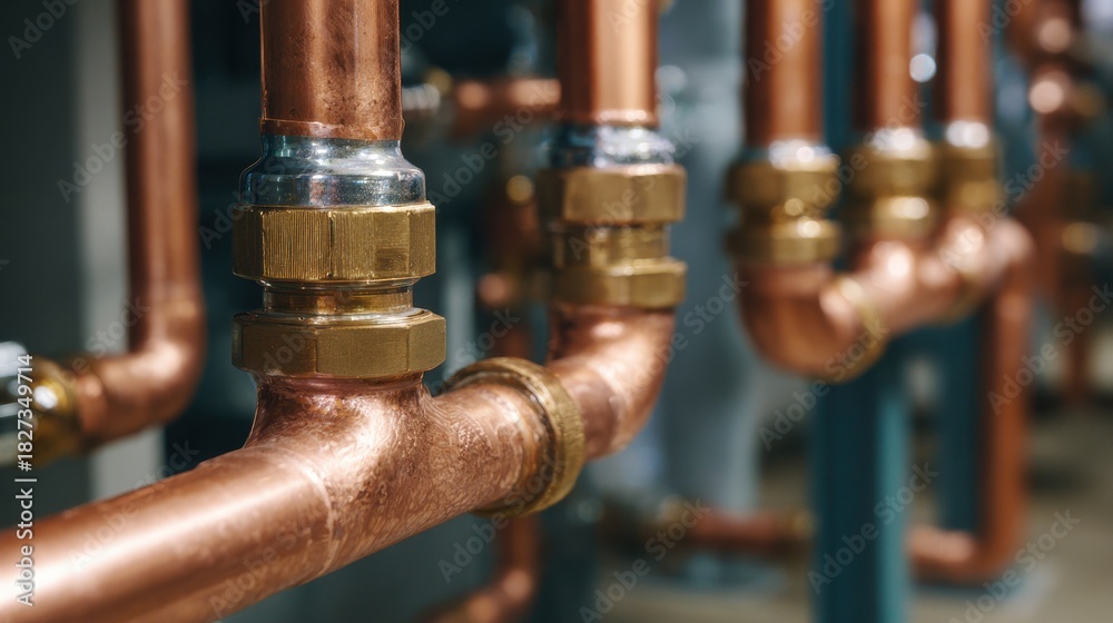Fototapeta premium Copper pipe system