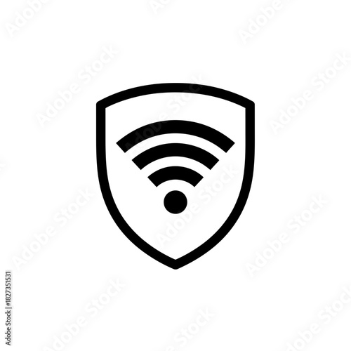 Online Safety Shield Icons Wi fi symbol inside shield icon technology concept