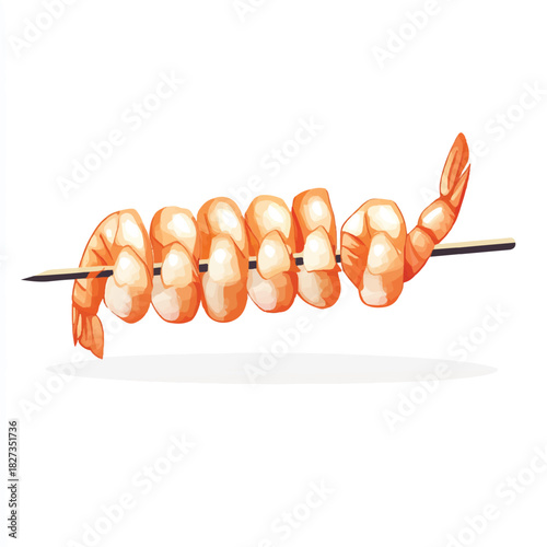  Delicious grilled shrimp skewers ready to be served as a tasty appetizer