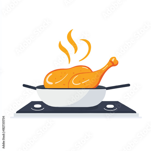  Delicious Roasted Chicken Cooking on a Stove Top