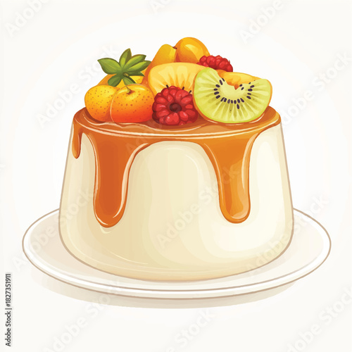  Delicious Panna Cotta with Fresh Fruit Topping and Caramel Drizzle