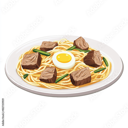 Delicious ramen noodles with braised pork belly and a soft boiled egg